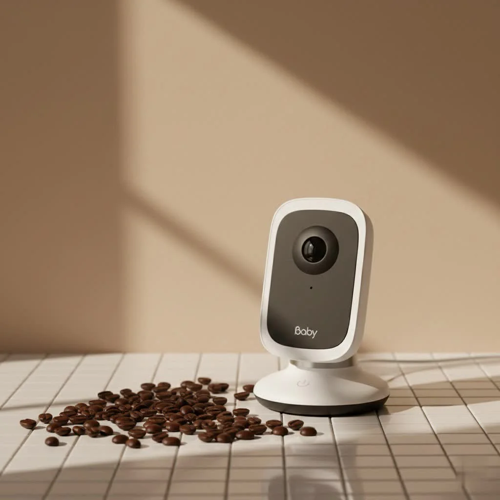 Nanit Pro baby monitor with stand in a nursery