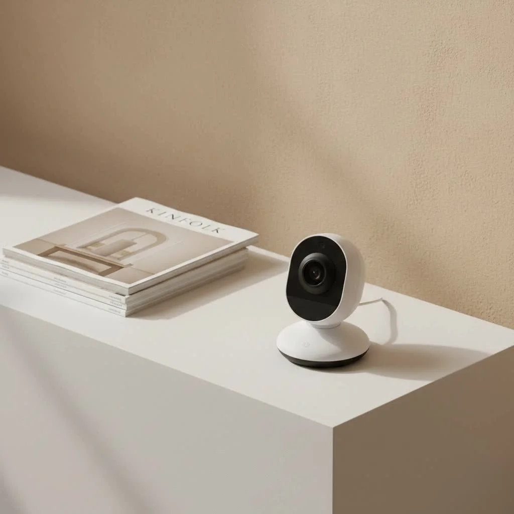 Nanit Pro Camera with a baby sleeping peacefully in a crib
